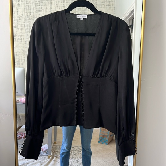 Harvey Nichols black slight sheer long sleeve top - Picture 1 of 11